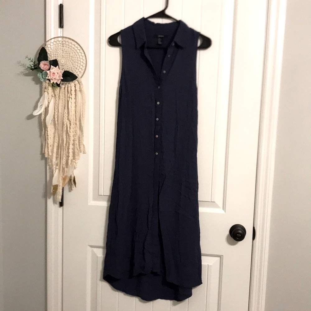 Sleeveless button down midi dress